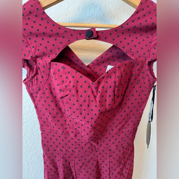 NWT Vintage Y2K Hell Bunny Vixen Dress Red Black Polka Dot Retro Pinup S-M - Picture 4 of 12